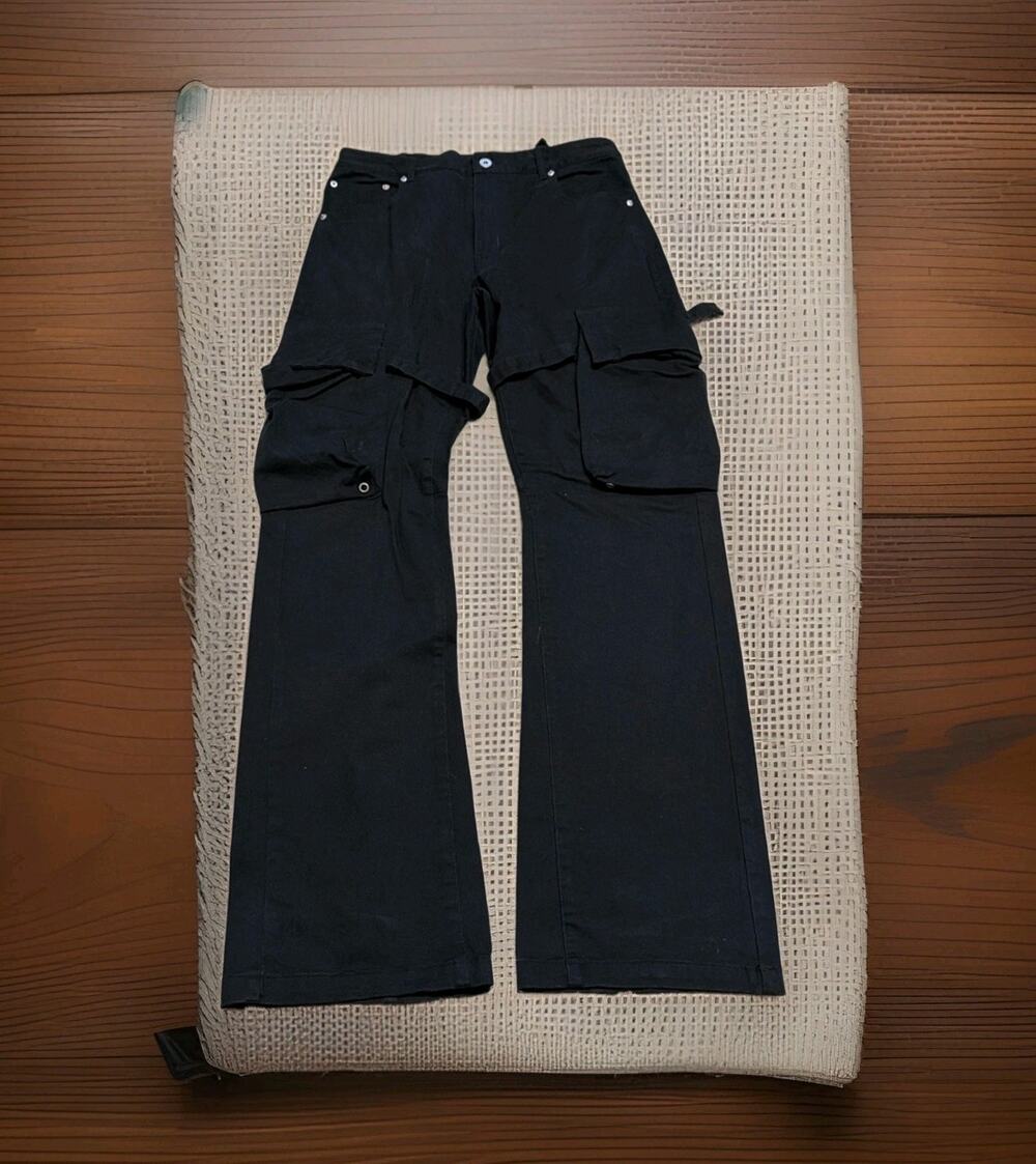 Vuja De Black Cotton Cargo Pants Cargo Size XL 32x32